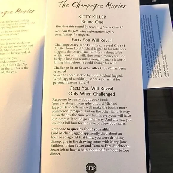 A Mystery Dinner Party Game - The Champagne Murder - Picture 15 of 15